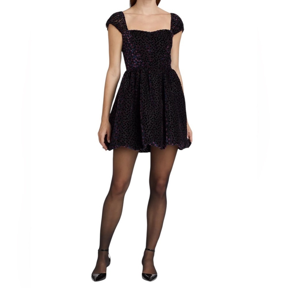 Amanda Uprichard Clydette Black Purple Velvet Mini Dress M